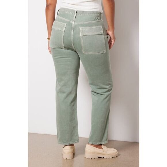 NWT AGOLDE Cooper Cargo High Rise Straight Leg Jean Sz 34 Salamander Green - Picture 5 of 16